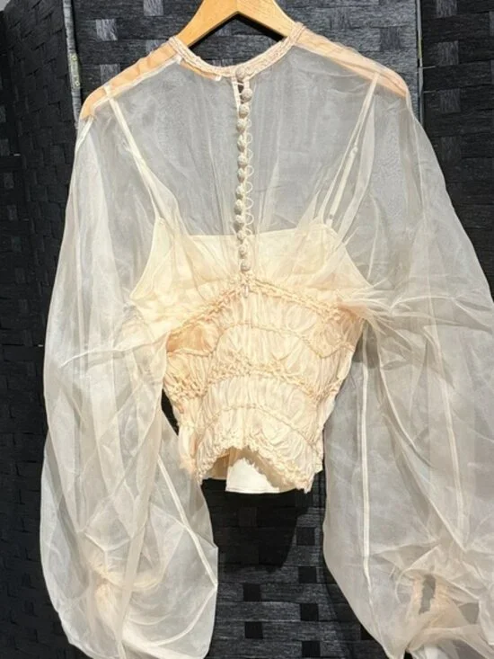 ZIMMERMANNIlluminate macramé and tulle-trimmed gathered silk- organza blouse - Picture 4 of 9